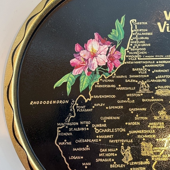 Vintage Kitschy Souvenir Metal Tray State of West Virginia - Picture 6 of 10